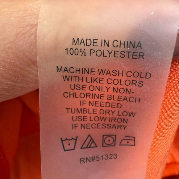 Vince Camuto Blouse Womens Large Orange Button Front Flowy Romantic Dressy - Picture 5 of 8